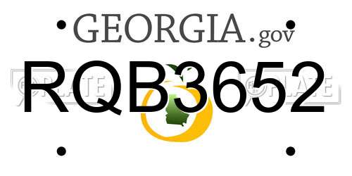 RQB3652 Georgia License Plate