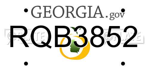 RQB3852 Georgia License Plate