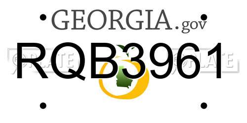 RQB3961 Georgia License Plate
