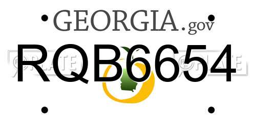 RQB6654 Georgia License Plate
