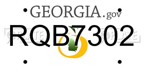 RQB7302 Georgia License Plate