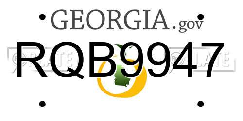 RQB9947 Georgia License Plate