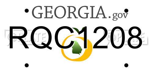 RQC1208 Georgia License Plate