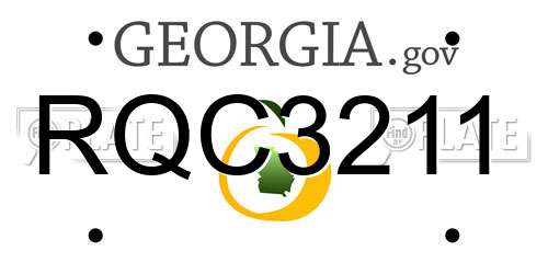 RQC3211 Georgia License Plate