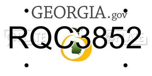 RQC3852 Georgia License Plate