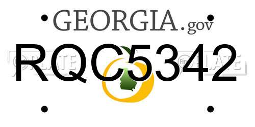 RQC5342 Georgia License Plate