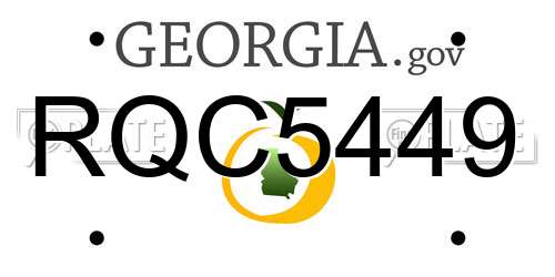 RQC5449 Georgia License Plate