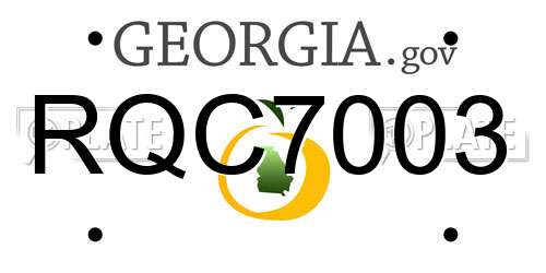 RQC7003 Georgia License Plate