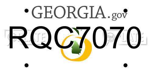 RQC7070 Georgia License Plate