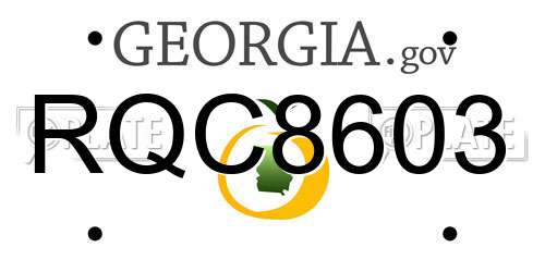 RQC8603 Georgia License Plate