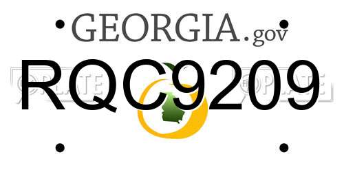 RQC9209 Georgia License Plate