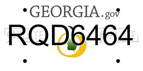 RQD6464 Georgia License Plate