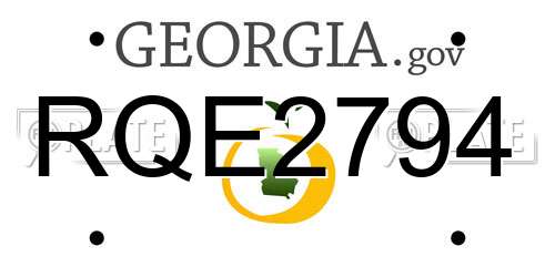 RQE2794 Georgia License Plate