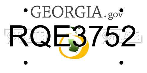 RQE3752 Georgia License Plate