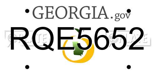 RQE5652 Georgia License Plate