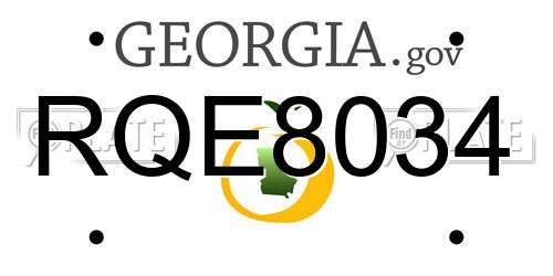 RQE8034 Georgia License Plate