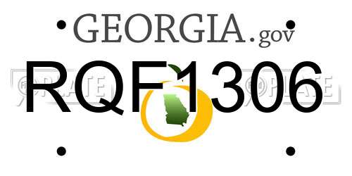 RQF1306 Georgia License Plate