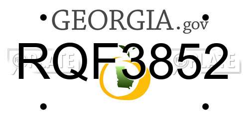 RQF3852 Georgia License Plate