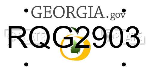 RQG2903 Georgia License Plate