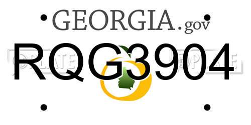 RQG3904 Georgia License Plate