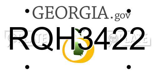 RQH3422 Georgia License Plate