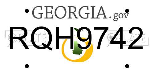 RQH9742 Georgia License Plate