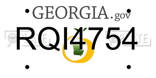 RQI4754 Georgia License Plate