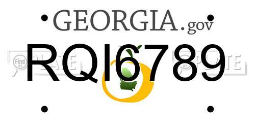 RQI6789 Georgia License Plate