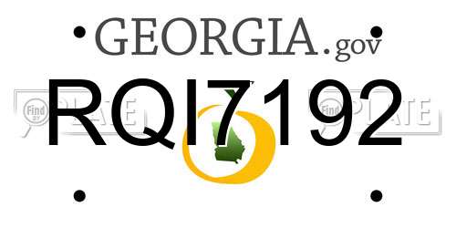 RQI7192 Georgia License Plate