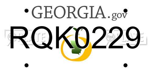 RQK0229 Georgia License Plate