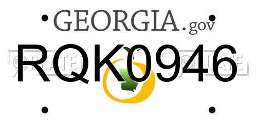 RQK0946 Georgia License Plate