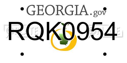 RQK0954 Georgia License Plate
