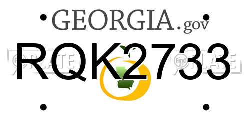 RQK2733 Georgia License Plate