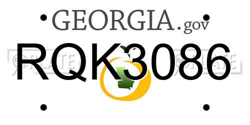 RQK3086 Georgia License Plate