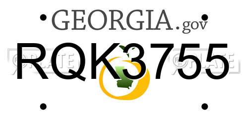 RQK3755 Georgia License Plate