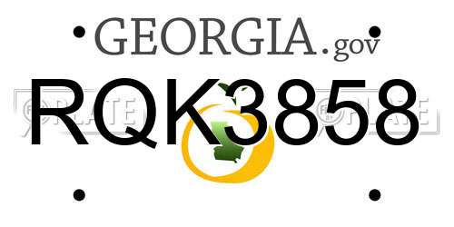 RQK3858 Georgia License Plate