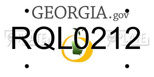 RQL0212 Georgia License Plate