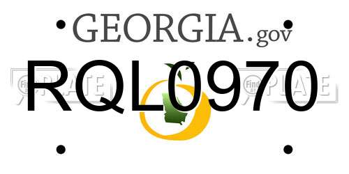 RQL0970 Georgia License Plate