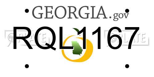 RQL1167 Georgia License Plate