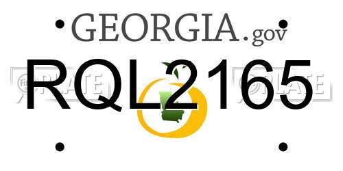 RQL2165 Georgia License Plate