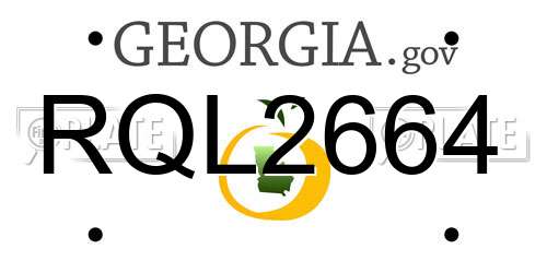 RQL2664 Georgia License Plate