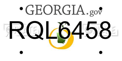 RQL6458 Georgia License Plate