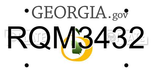 RQM3432 Georgia License Plate