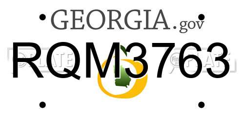 RQM3763 Georgia License Plate