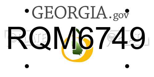RQM6749 Georgia License Plate