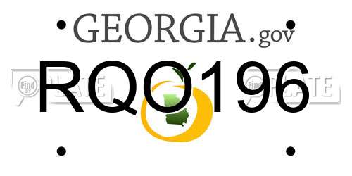 RQO196 Georgia License Plate