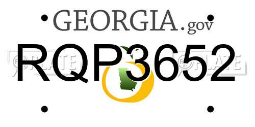 RQP3652 Georgia License Plate
