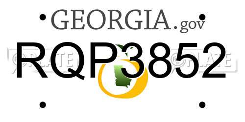 RQP3852 Georgia License Plate