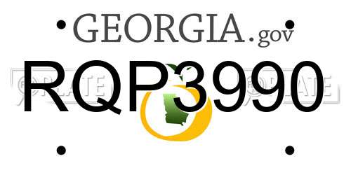 RQP3990 Georgia License Plate