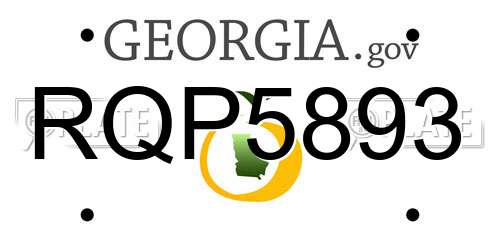 RQP5893 Georgia License Plate